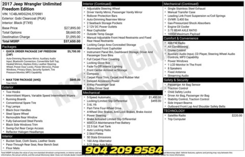 Photos of 2017 Jeep Wrangler Unlimited Sport for sale in Jacksonville, FL at AUTOLAND