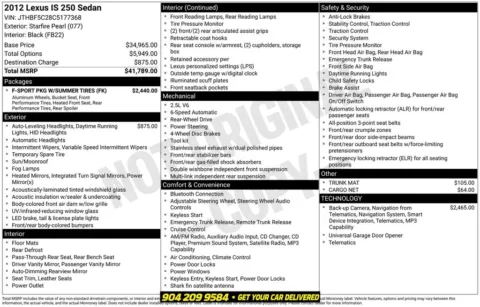 Photos of 2012 Lexus IS 250 for sale in Jacksonville, FL at AUTOLAND