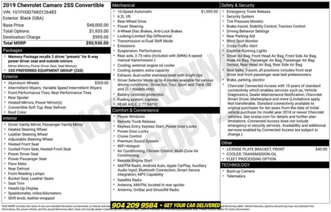 Another view of 2019 Chevrolet Camaro SS for sale in Jacksonville, FL at AUTOLAND
