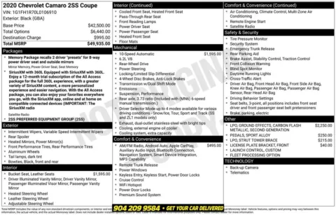 Photos of 2020 Chevrolet Camaro SS for sale in Jacksonville, FL at AUTOLAND