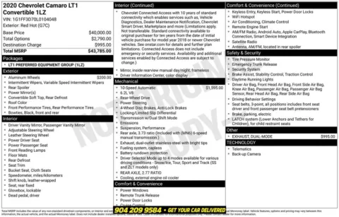 Photos of 2020 Chevrolet Camaro LT1 for sale in Jacksonville, FL at AUTOLAND