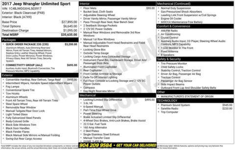 Photos of 2017 Jeep Wrangler Unlimited Sport for sale in Jacksonville, FL at AUTOLAND