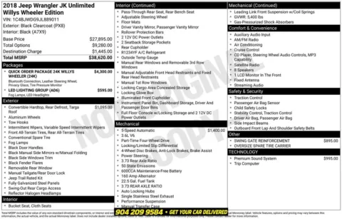 Photos of 2018 Jeep Wrangler JK Unlimited Willys Wheeler for sale in Jacksonville, FL at AUTOLAND