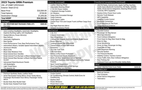 Photos of 2023 Toyota GR86 Premium for sale in Jacksonville, FL at AUTOLAND