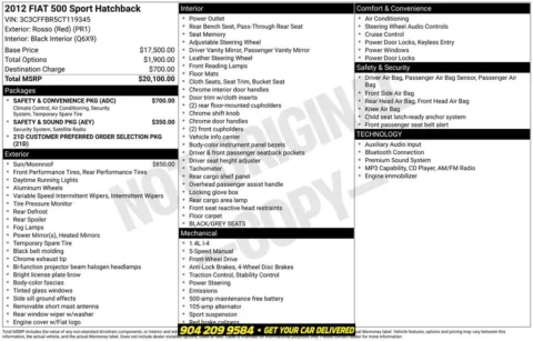 Photos of 2012 Fiat 500 Sport for sale in Jacksonville, FL at AUTOLAND