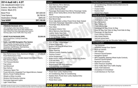 Photos of 2014 Audi A8 L 4.0T for sale in Jacksonville, FL at AUTOLAND