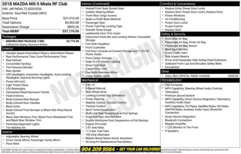 Photos of 2018 Mazda Miata RF Club for sale in Jacksonville, FL at AUTOLAND