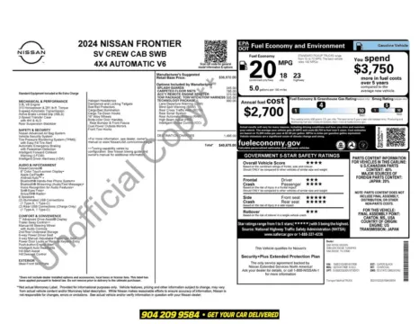Photos of 2024 Nissan Frontier SV for sale in Jacksonville, FL at AUTOLAND