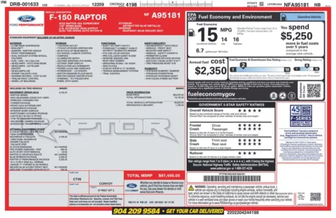 Photos of 2022 Ford F-150 Raptor for sale in Jacksonville, FL at AUTOLAND