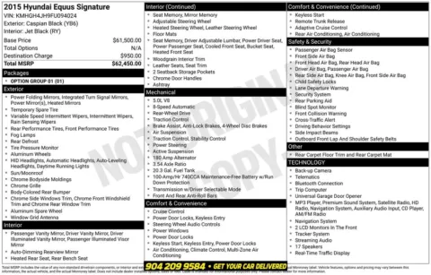 Photos of 2015 Hyundai Equus Signature for sale in Jacksonville, FL at AUTOLAND