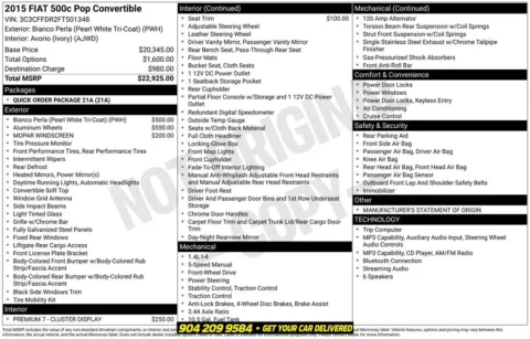 Photos of 2015 Fiat 500c Pop for sale in Jacksonville, FL at AUTOLAND