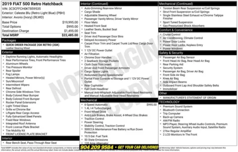 Photos of 2019 Fiat 500 Lounge for sale in Jacksonville, FL at AUTOLAND
