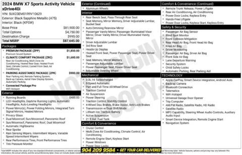 Photos of 2024 BMW X7 xDrive40i for sale in Jacksonville, FL at AUTOLAND