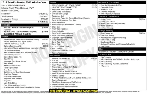 Photos of 2015 Ram ProMaster 2500 Window Van High Roof for sale in Jacksonville, FL at AUTOLAND