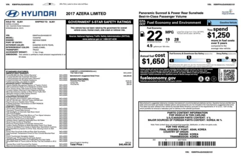 More photos of 2017 Hyundai Azera Limited at AUTOLAND, FL