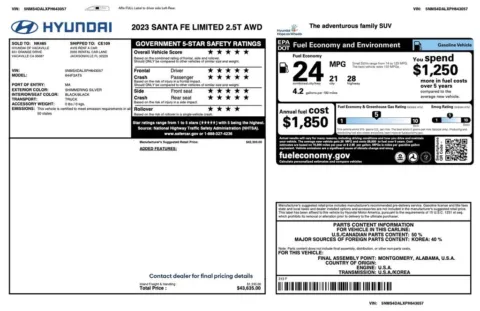 More photos of 2023 Hyundai Santa Fe Limited at AUTOLAND, FL