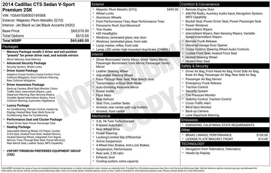 2014 Cadillac CTS 3.6L Twin Turbo Vsport Premium for sale in Jacksonville, FL
