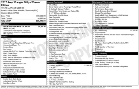 Photos of 2017 Jeep Wrangler Willys Wheeler for sale in Jacksonville, FL at AUTOLAND