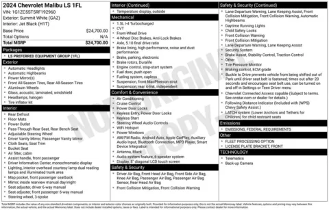 Another view of 2024 Chevrolet Malibu LS for sale in Jacksonville, FL at AUTOLAND