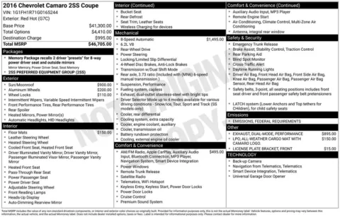 Another view of 2016 Chevrolet Camaro SS for sale in Jacksonville, FL at AUTOLAND