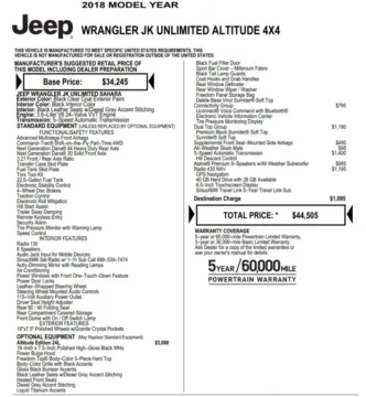 Another view of 2018 Jeep Wrangler Unlimited Altitude (JK) Sport Utility 4D for sale in Roselle, IL at Exclusive Autohaus - Roselle