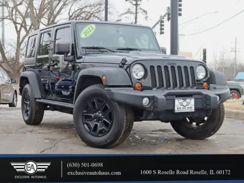 Black 2013 Jeep Wrangler Unlimited Sahara Moab Sport Utility 4D for sale in Roselle, IL