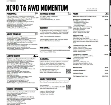 Photos of 2017 Volvo XC90 T6 Momentum Sport Utility 4D for sale in Roselle, IL at Exclusive Autohaus - Roselle