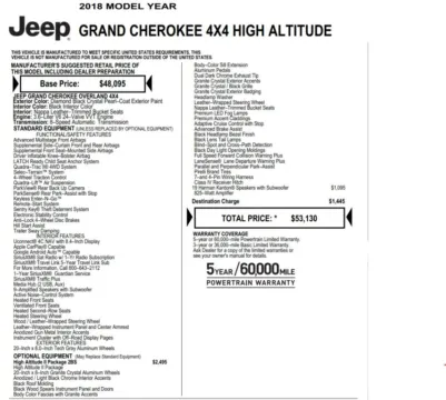 Photos of 2018 Jeep Grand Cherokee High Altitude Sport Utility 4D for sale in Roselle, IL at Exclusive Autohaus - Roselle