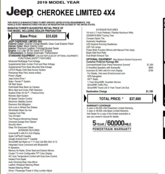 Photos of 2019 Jeep Cherokee Limited Sport Utility 4D for sale in Roselle, IL at Exclusive Autohaus - Roselle