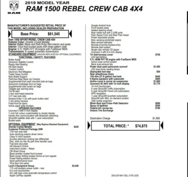 Photos of 2019 Ram 1500 Crew Cab Rebel Pickup 4D 5 1/2 ft for sale in Roselle, IL at Exclusive Autohaus - Roselle
