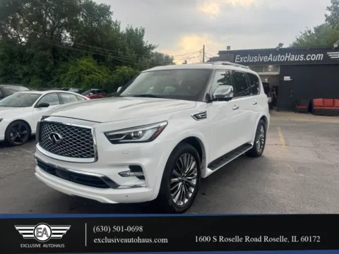 White 2021 INFINITI QX80 SENSORY Sport Utility 4D for sale in Roselle, IL