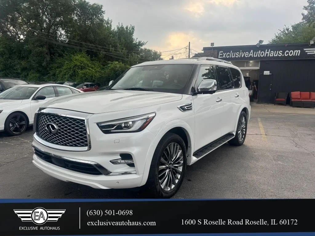 White 2021 INFINITI QX80 SENSORY Sport Utility 4D for sale in Roselle, IL