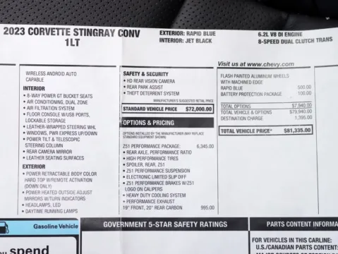 Photos of 2023 Chevrolet Corvette Stingray Convertible 2D for sale in Roselle, IL at Exclusive Autohaus - Roselle