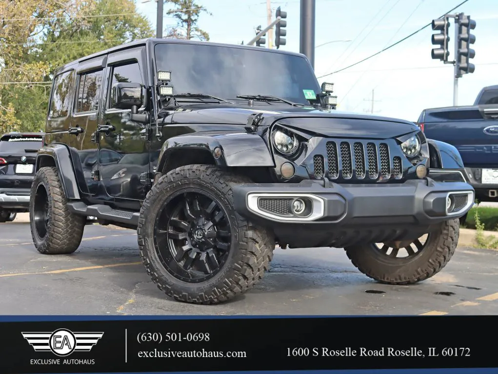 Gray 2015 Jeep Wrangler Unlimited Sahara Sport Utility 4D for sale in Roselle, IL