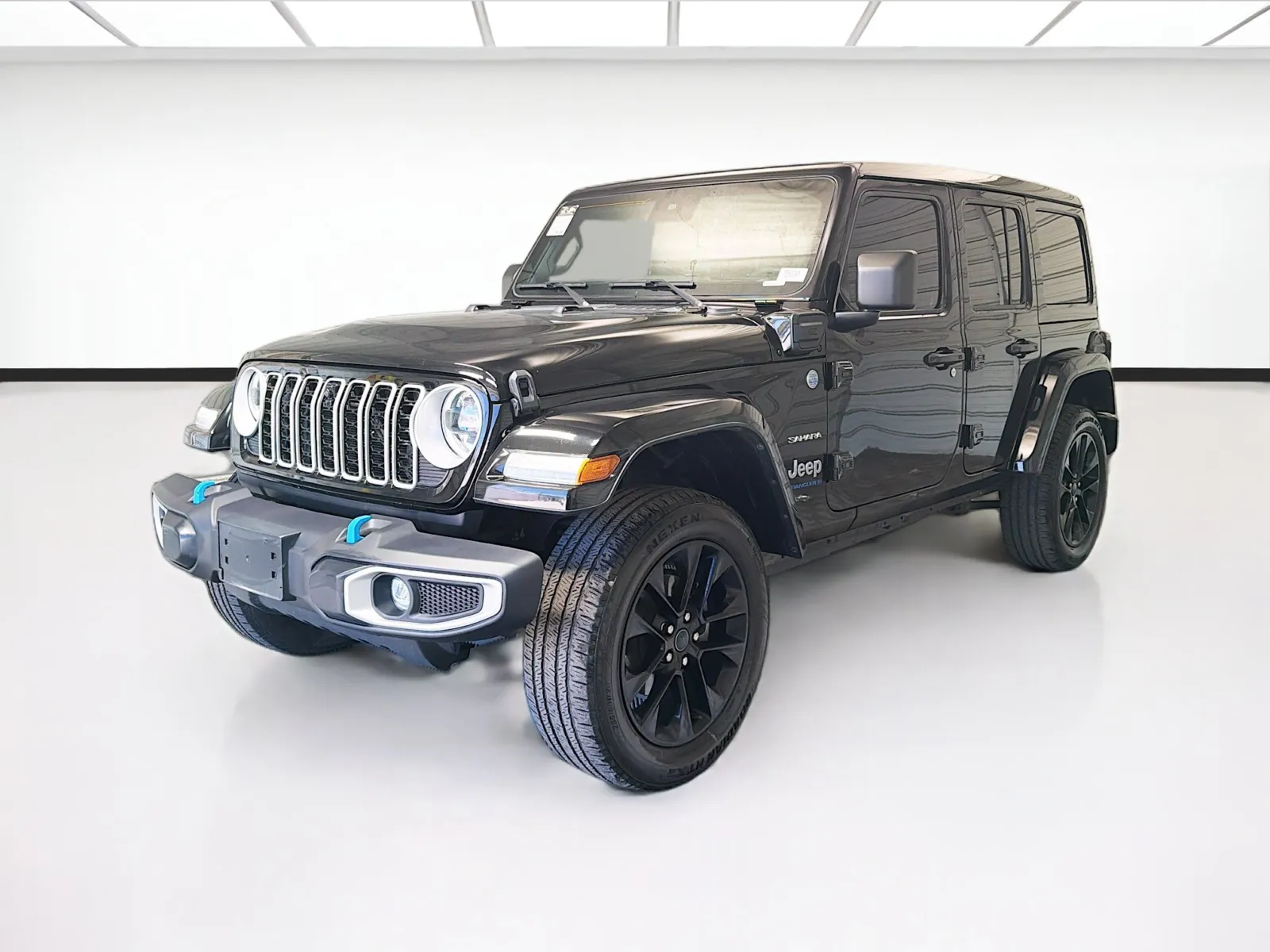Black 2024 Jeep Wrangler Sahara 4xe Sky one touch power top for sale in Montclair, CA