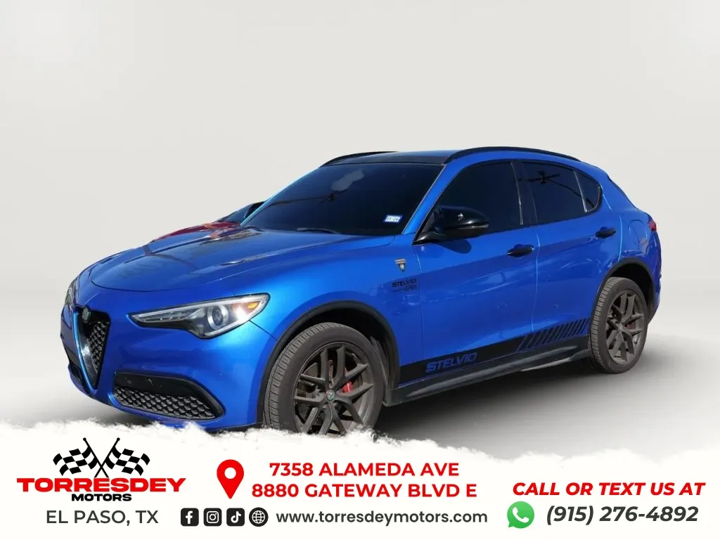 Blue 2018 Alfa Romeo Stelvio Ti Sport SUV 4D for sale in El Paso, TX