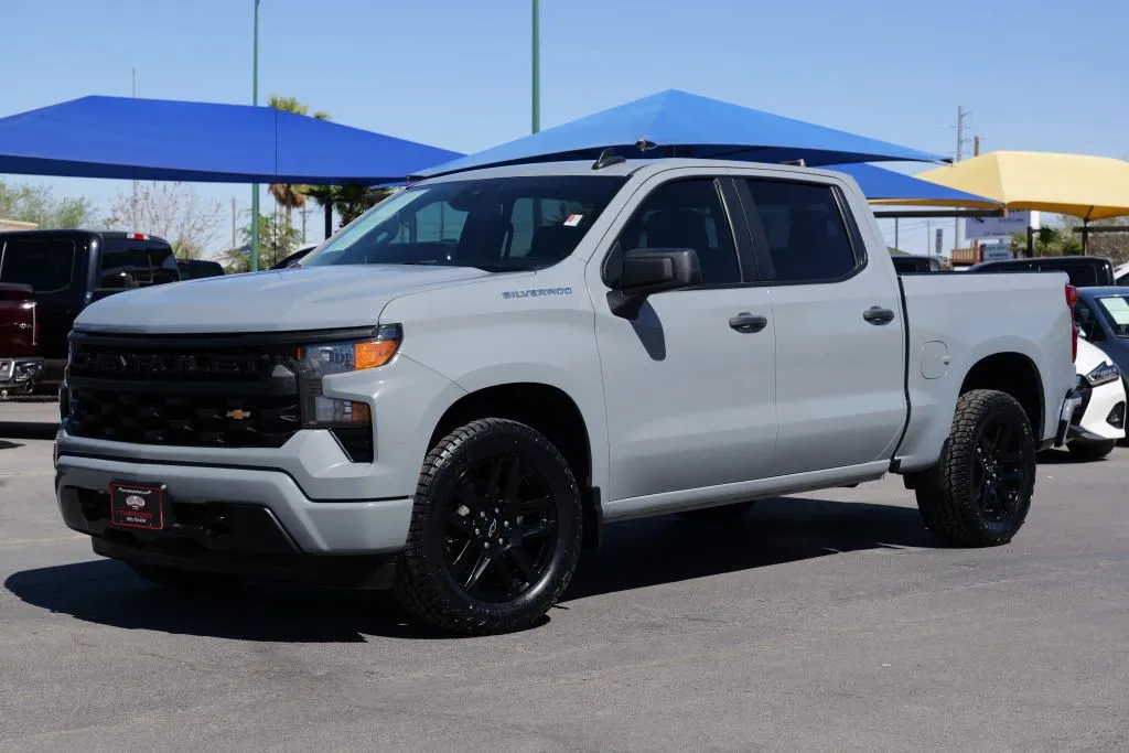Gray 2024 Chevrolet Silverado 1500 Crew Cab Custom Pickup 4D 5 3/4 ft for sale in El Paso, TX