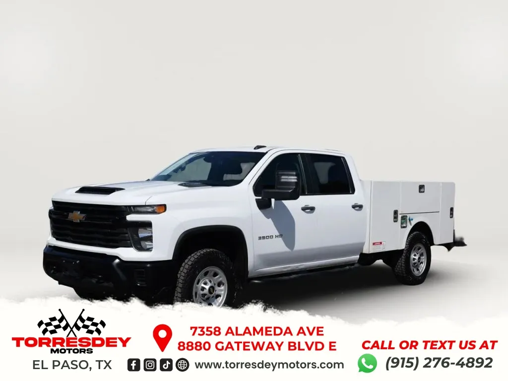 White 2024 Chevrolet Silverado 3500 HD Crew Cab Work Truck Pickup 4D 8 ft for sale in El Paso, TX