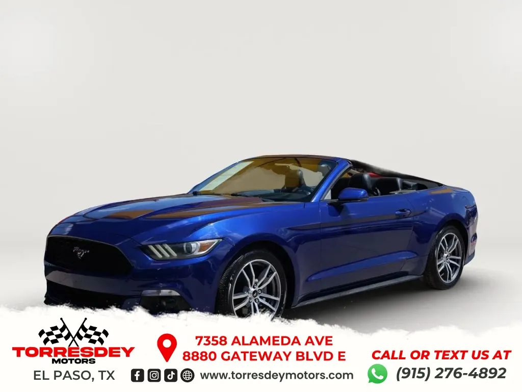 Blue 2015 Ford Mustang EcoBoost Premium Convertible 2D for sale in El Paso, TX