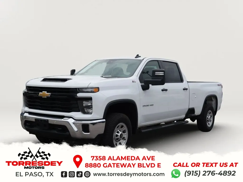 White 2025 Chevrolet Silverado 3500 HD Crew Cab Work Truck Pickup 4D 8 ft for sale in El Paso, TX