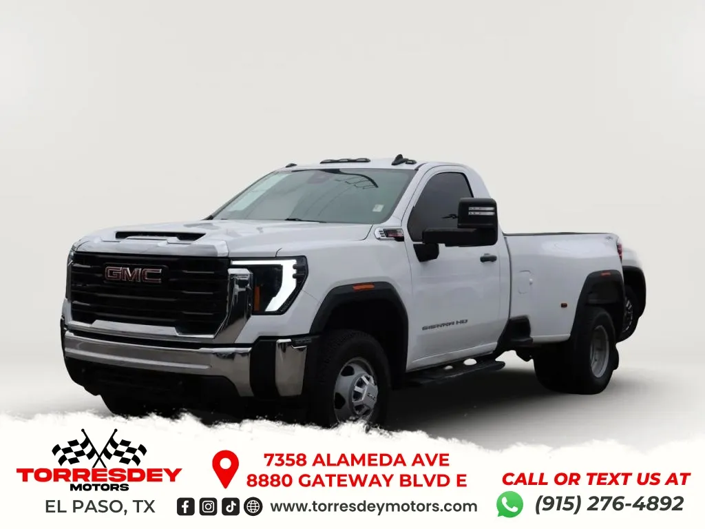 White 2024 GMC Sierra 3500 HD Regular Cab Pro Pickup 2D 8 ft for sale in El Paso, TX