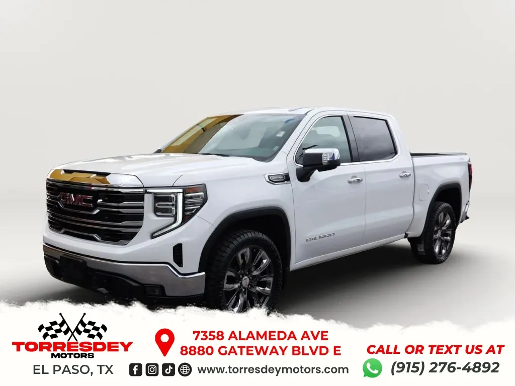 White 2025 GMC Sierra 1500 Crew Cab SLT Pickup 4D 5 3/4 ft for sale in El Paso, TX