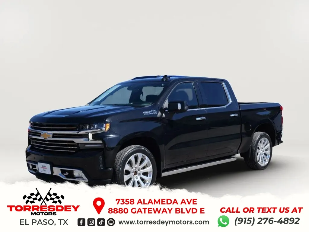 Black 2021 Chevrolet Silverado 1500 Crew Cab High Country Pickup 4D 5 3/4 ft for sale in El Paso, TX