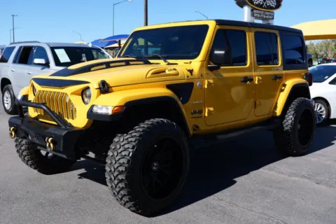 Yellow 2019 Jeep Wrangler Unlimited Sahara Sport Utility 4D for sale in El Paso, TX