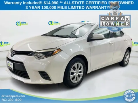 White 2016 Toyota Corolla LE ECO for sale in Eden Prairie, MN