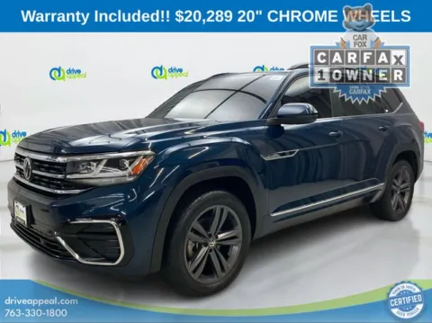 Blue 2021 Volkswagen Atlas 3.6L V6 SE w/Technology R-Line for sale in Anoka, MN