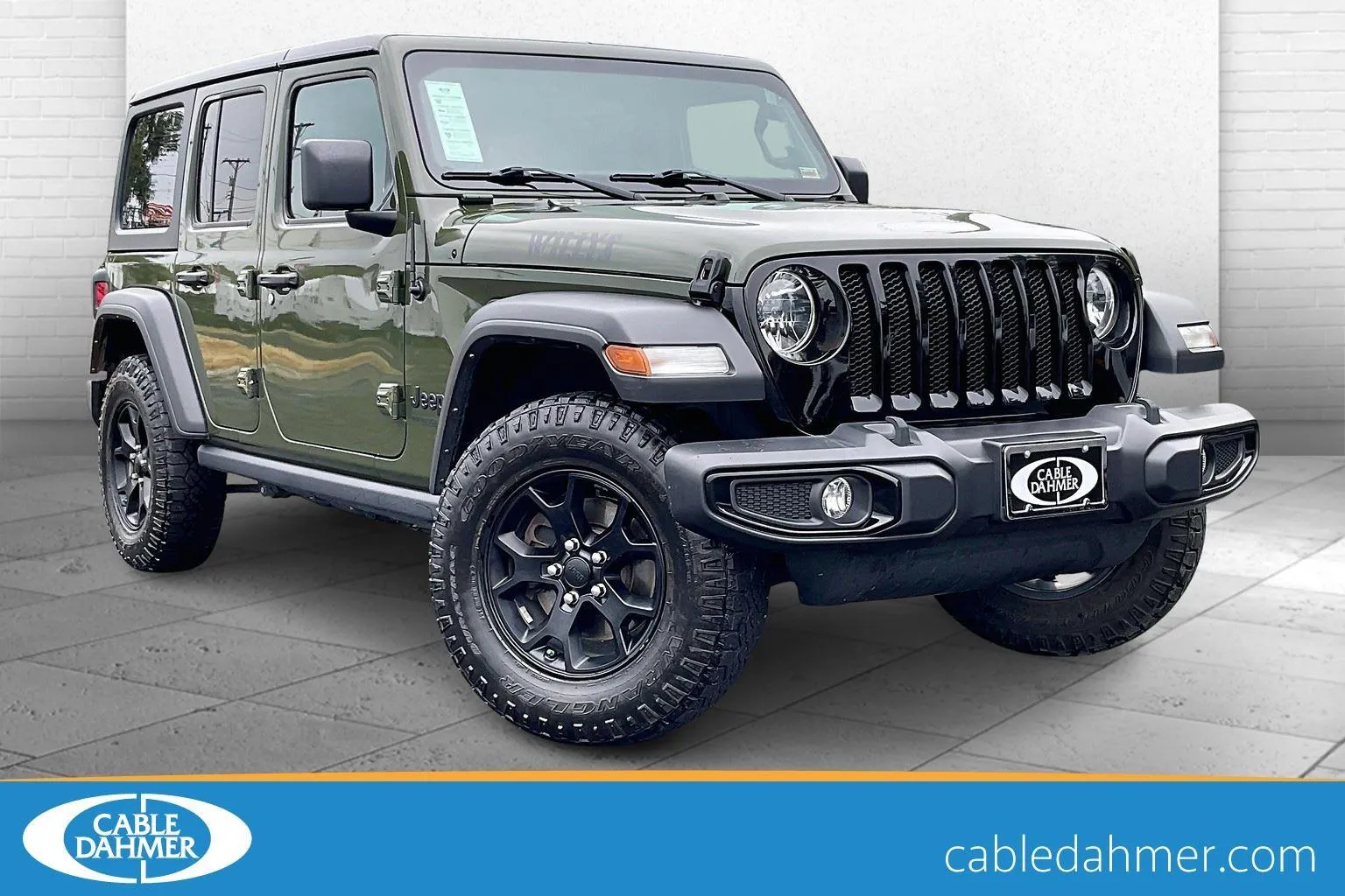 Used 2021 Jeep Wrangler Unlimited Willys Sport with VIN 1C4HJXDN9MW773602 for sale in Kansas City
