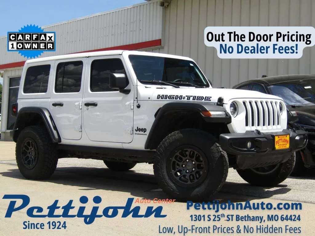 Used 2023 Jeep Wrangler 4-Door High Tide with VIN 1C4HJXDG1PW677470 for sale in Kansas City