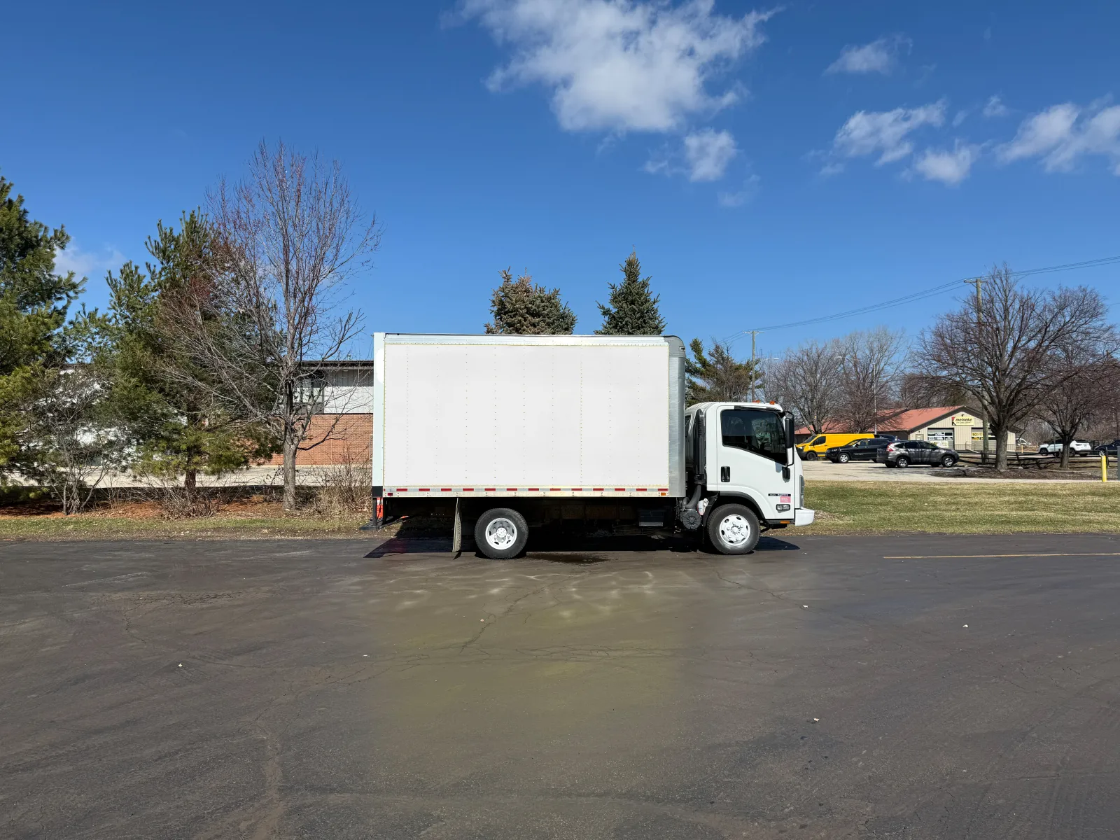 White 2020 Isuzu NPR 14ft Box Truck with Loading Ramp for sale in Crystal Lake, IL