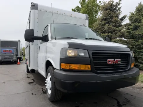 Another view of 2022 GMC Savana 16 FT Box Truck with Shelves and Side Door for sale in Crystal Lake, IL at Signature Truck Center